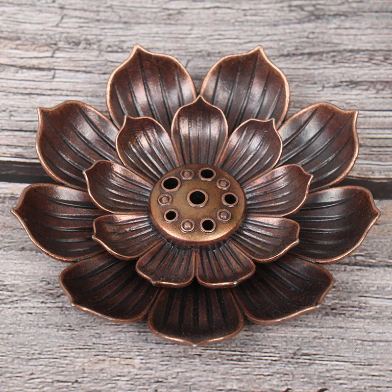 Bronze lotus incense burner for calming home ambiance