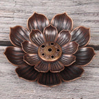 Bronze lotus incense burner for calming home ambiance