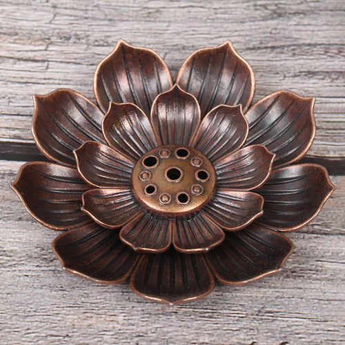 Bronze lotus incense burner for calming home ambiance