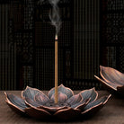 Bronze lotus incense burner for creating calming atmospheres