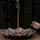 Bronze lotus incense burner with intricate petal design for relaxing ambiance