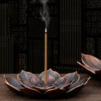 Bronze lotus incense burner with intricate petal design for relaxing ambiance
