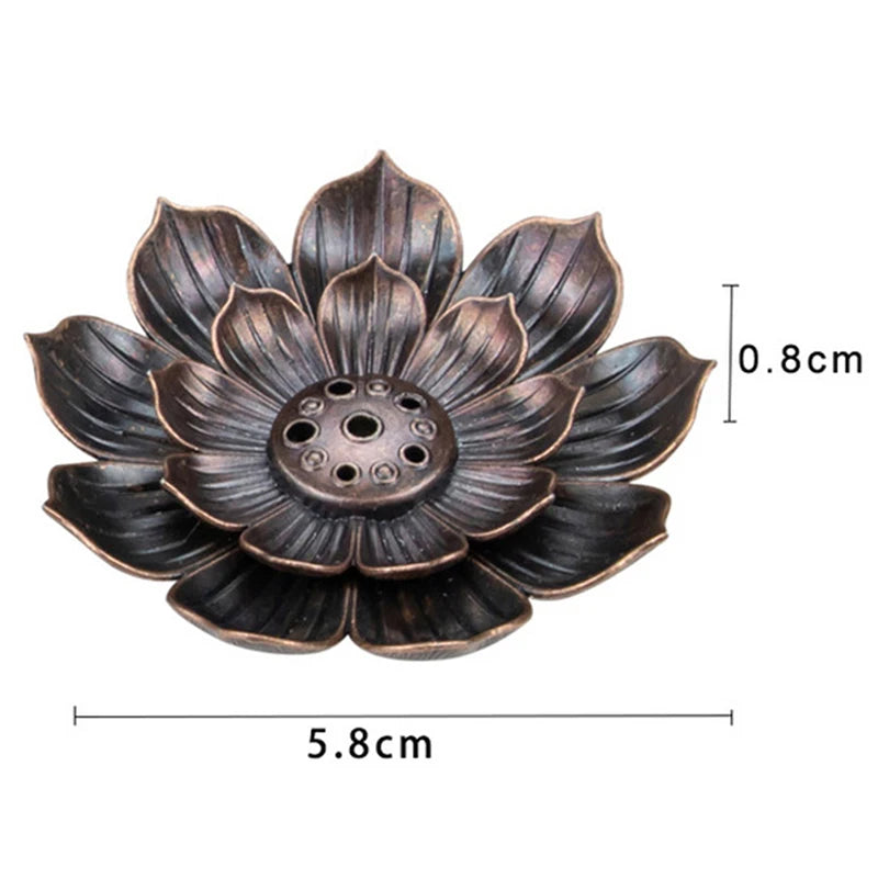 Bronze lotus incense burner for home decor and meditation