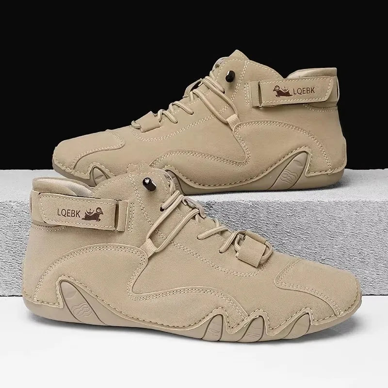 Beige Brooks sports shoes, suede material, designed for casual wear