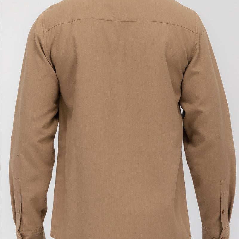 Men's Shirts Brown Blank Brushed Long Sleeve Flannel Shirt Mens