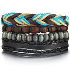 Men's Jewelry - Wristbands Brown Blue Multi-Layer Wristbands Beaded, Woven Bracelet Set