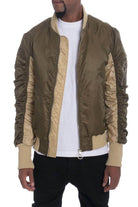 Stylish brown bomber jacket for men with a smooth finish and ribbed cuffs for a comfortable fit