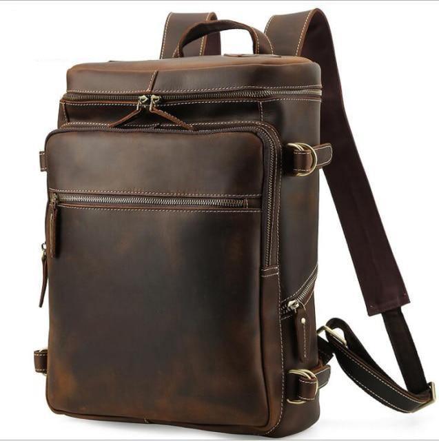 Free shipping.Genuine leather backpack.Vintage style cowhide bag.43*30*16cm  travel bags.Men outdoor casual leather backpacks