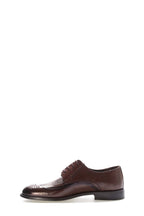 Brown Perforated Leather Derby-Style Dress Shoes for Men – detail view