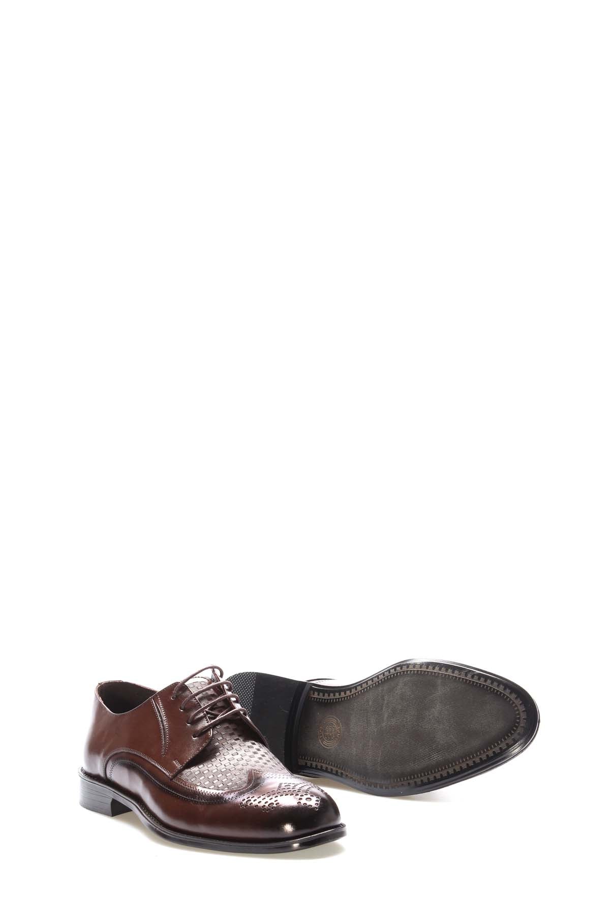 Brown Perforated Leather Derby-Style Dress Shoes for Men – side view