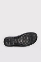 Brown Reptile-Textured Leather Double-Band Slides for Men – close up view