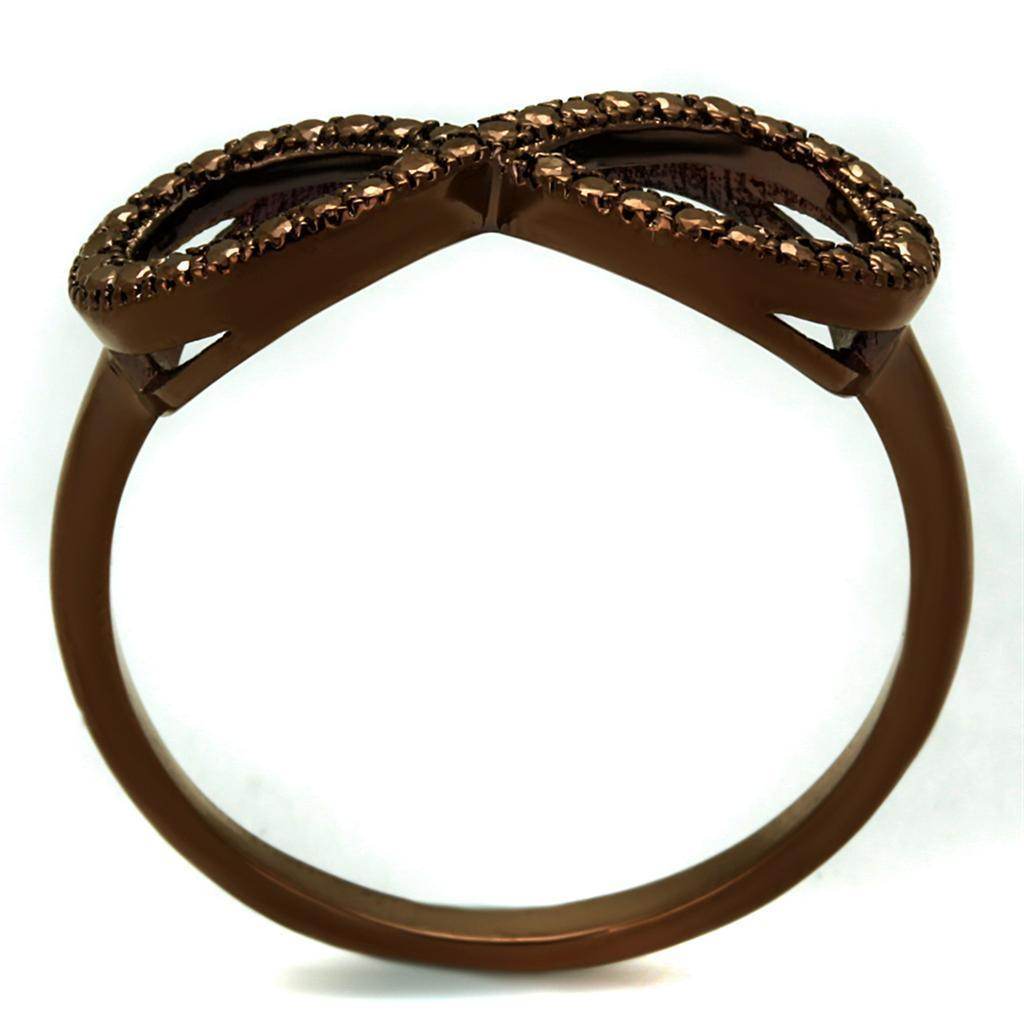 Brown statement fashion rings for women featuring an elegant double infinity design