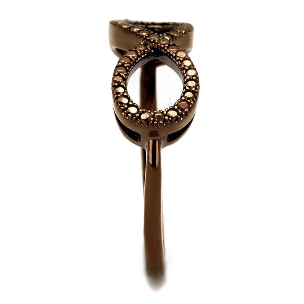 Stylish brown statement fashion rings for women featuring a unique infinity design with detailed embellishments