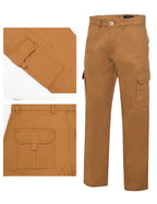 Generation XYZ travel cargo pants for men in brown with multiple pockets and durable fabric