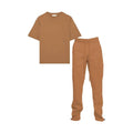 Brown Tshirt Ankle Toggle Sweatpants Set - VacationGrabs
