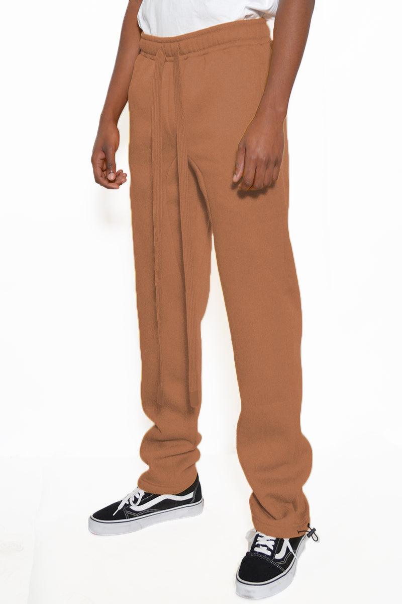 Men's Activewear Brown Tshirt Ankle Toggle Sweatpants Set