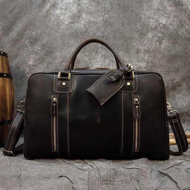 Luggage & Bags - Duffel Brown Vintage Weekender Bag Genuine Leather Duffel Bags