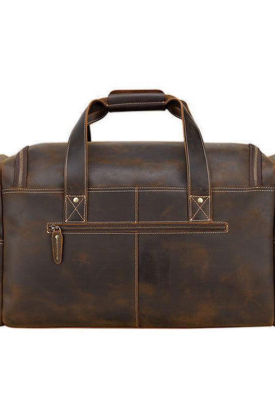 Luggage & Bags - Duffel Brown Weekender Travel Bag Genuine Leather Vintage Style Luggage