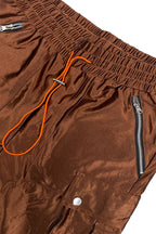 Men's Satin Cargo Shorts with Snap Pockets & Drawstring