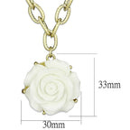 VacationGrabs brush brass rose necklace featuring a white rose pendant on a gold chain