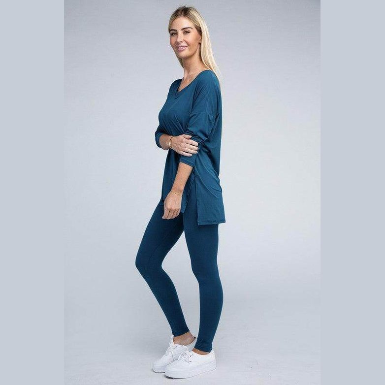 Brushed DTY Microfiber Loungewear Set - VacationGrabs
