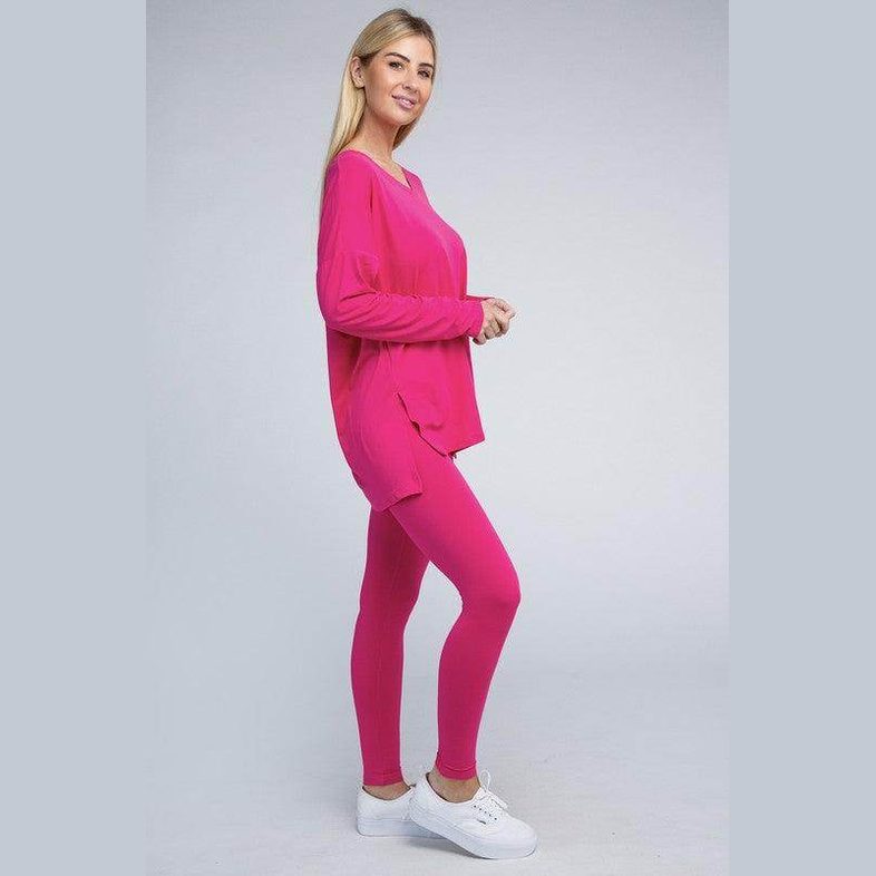 Brushed DTY Microfiber Loungewear Set - VacationGrabs