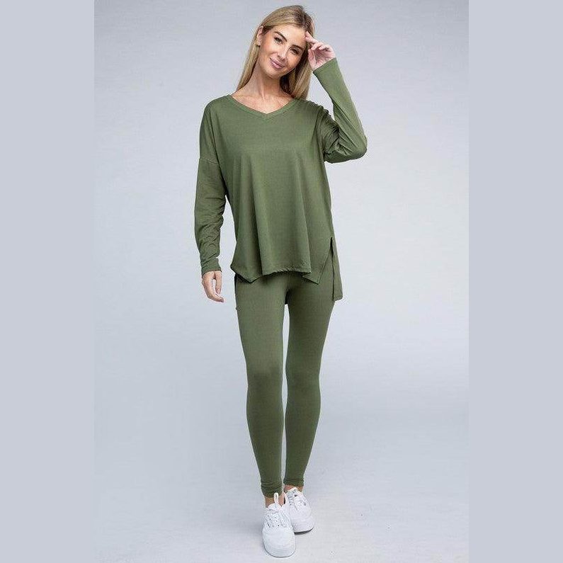 Brushed DTY Microfiber Loungewear Set - VacationGrabs
