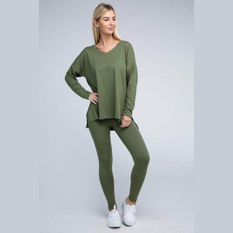 Brushed DTY Microfiber Loungewear Set - VacationGrabs