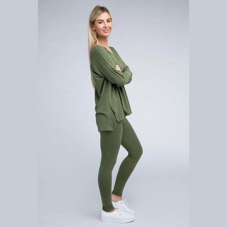 Brushed DTY Microfiber Loungewear Set - VacationGrabs