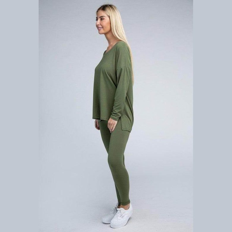 Brushed DTY Microfiber Loungewear Set - VacationGrabs