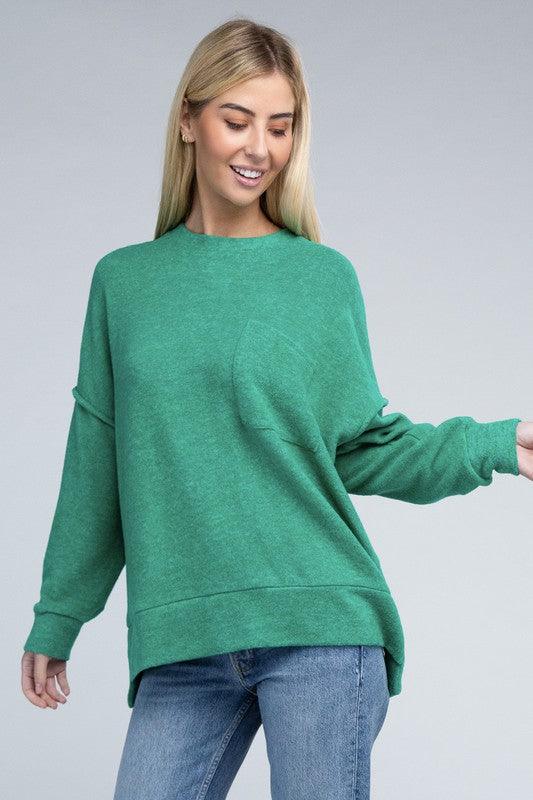Women's Sweaters Brushed Melange Drop Shoulder Oversized Sweater
