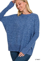 Women's Sweaters Brushed Melange Hacci Dolman Sleeve Sweater