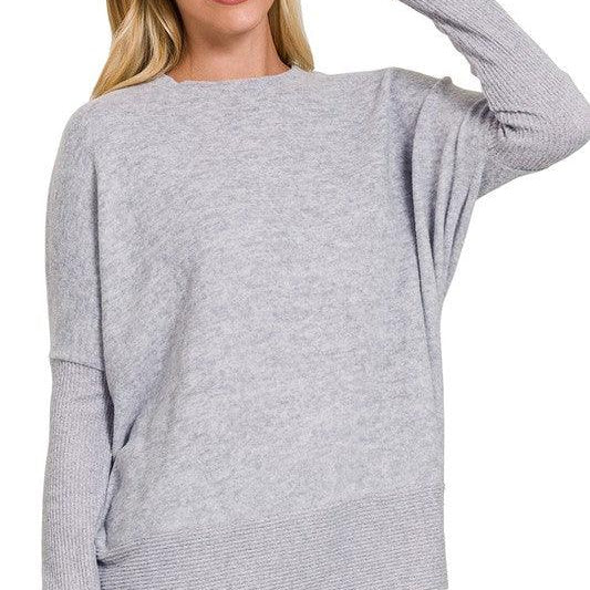 Women's Sweaters Brushed Melange Hacci Dolman Sleeve Sweater