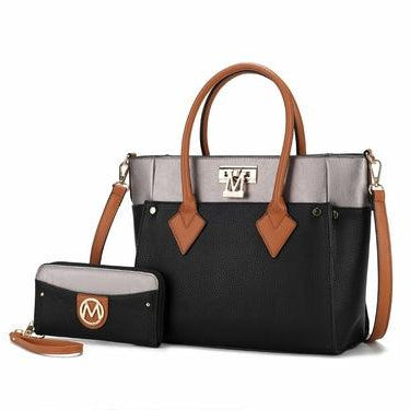 Wallets, Handbags & Accessories Brynlee Color-Block Vegan Leather Women’s Tote Bag with Wallet– 2