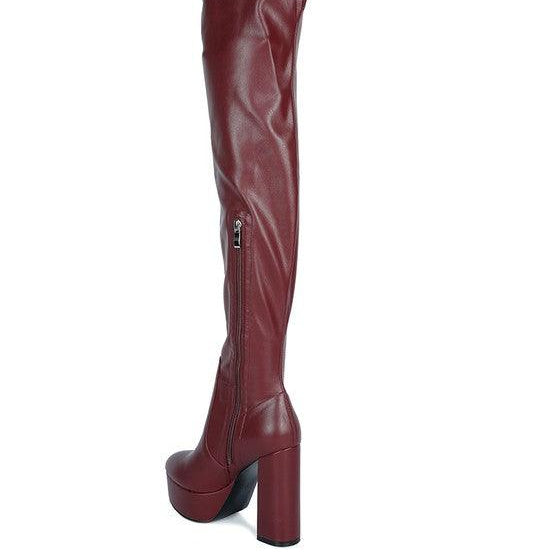 Women's Shoes - Boots Bubble High Block Heeled Over The Knee Boots