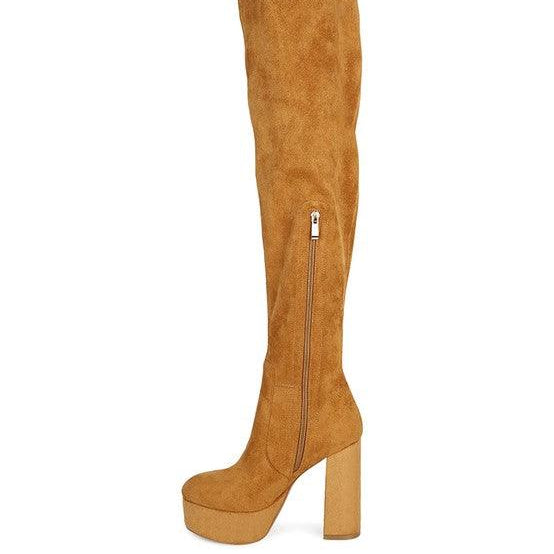 Women's Shoes - Boots Bubble High Block Heeled Over The Knee Boots