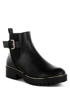 Rag Company Women's Ankle Boots in Black with Buckle Detail Brown Boots for a stylish look