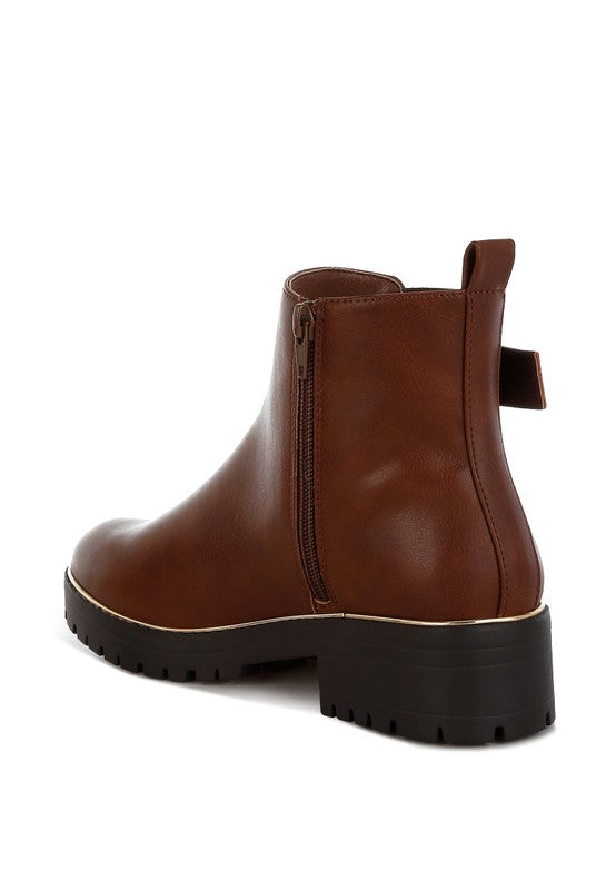 Rag Company buckle detail brown boots with a sleek design and sturdy ankle support