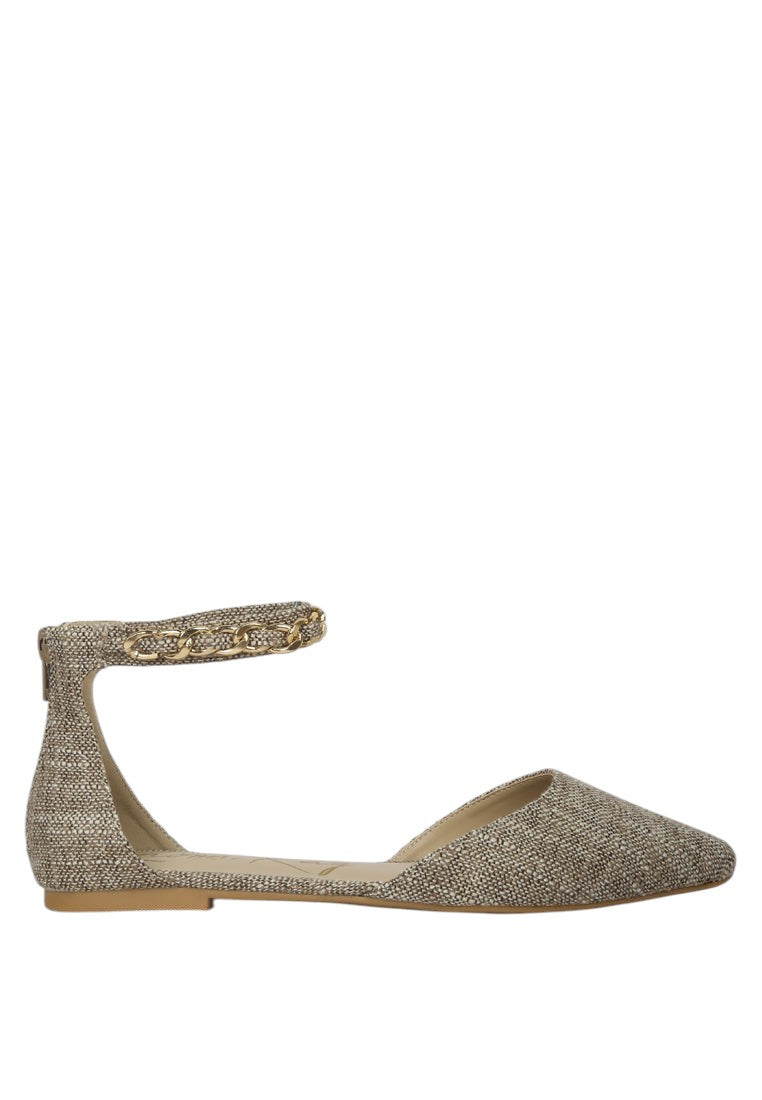 Buqisi Chain Embellished Flat Sandals