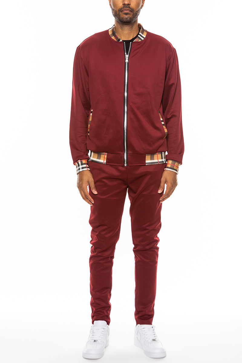 Checkered Track Set – Full Zip Jacket & Elastic Waist Bottom