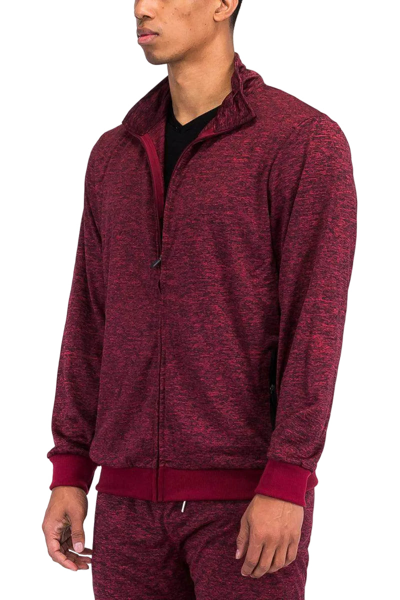 Burgundy Marbled Light Weight Active Track Jacket - VacationGrabs
