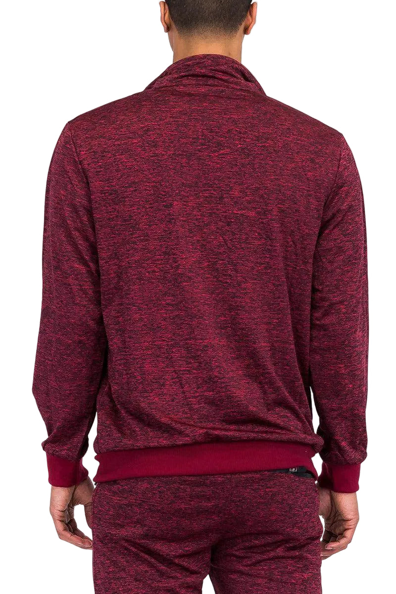 Burgundy Marbled Light Weight Active Track Jacket - VacationGrabs