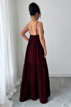 Burgundy sleeveless maxi dress for summer gatherings and events