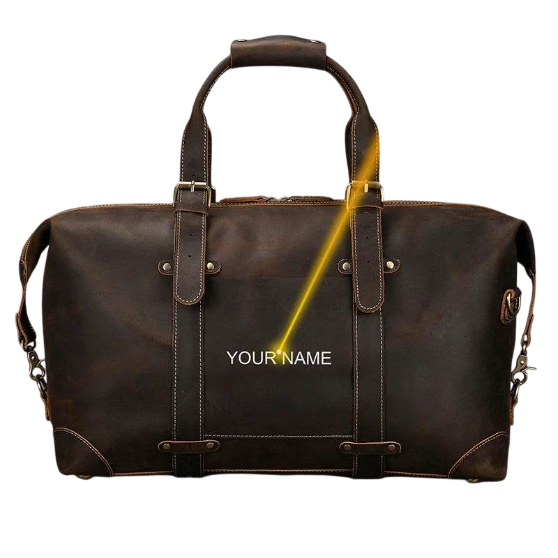 Business Leather Travel Bag Genuine Duffle for Airplane