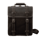 VacationGrabs business travel backpack combo in black leather with adjustable straps and front buckle closures