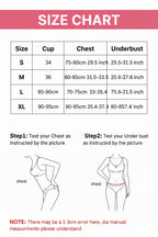 Bustier size chart for women's clothing with measurements in centimeters and inches.