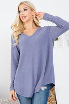 Women's Shirts Butter Soft Solid Fabric V-Neck Top
