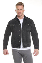 Blue Age button down denim jacket in black with classic fit and front pockets for men