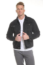Men's button down denim jacket from Blue Age in black with a classic fit and front pockets
