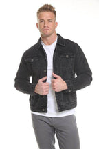Men's button down denim jacket from Blue Age in black with a classic fit and front pockets